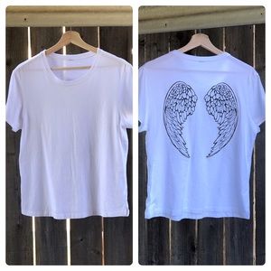 White T-shirt, wings on back, Size S